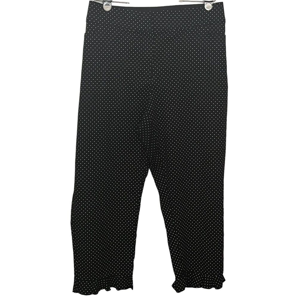 Lane Bryant The Allie Womens Black Polka Dots Cropped Pants Ruffled Hem Size 26